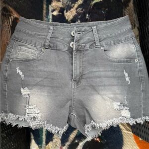 Amazon Gray Jean Shorts Distressed Frayed Hem